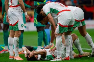إصابة دامية للاعب المغرب أمام السنغال في نهائي كأس أمم إفريقيا.. فيديو
